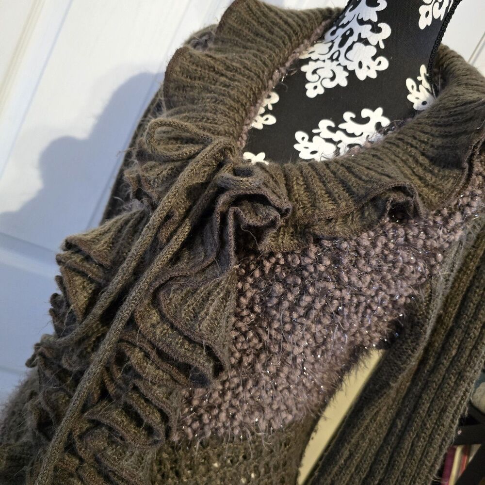 Womens Sloni Mohair Wool Sweater Cardigan Dark Academia Whimsigoth L Collard - Picture 3 of 12